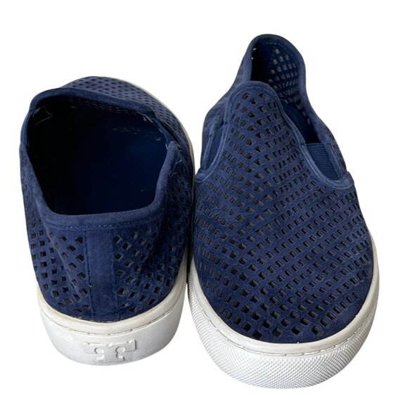 Tory Burch Jesse Perforated Suede Navy Blue Slip-On Sneakers Size 7 - Picture 9 of 14